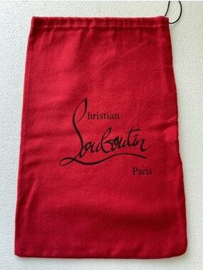 LOUBOUTIN Red Drawstring Dust Bag with Black Logo